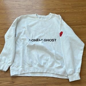 LONELY GHOST- heart on sleeve. Size XL. Black and white. Worn twice